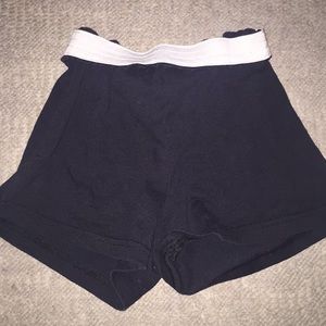 Soffe navy shorts with white band